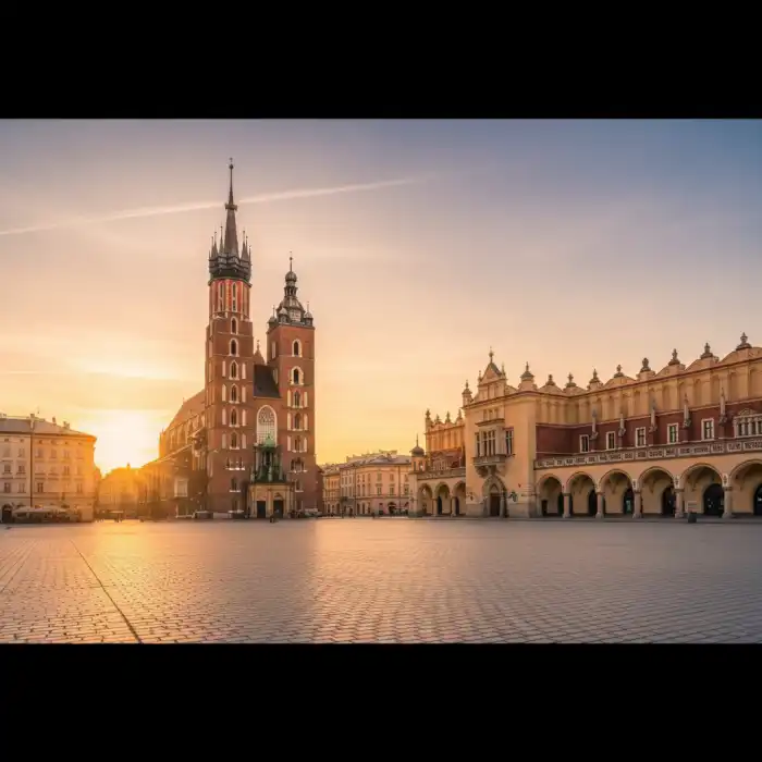 Kraków Stare Miasto: Przewodnik UNESCO, mapa i zwiedzanie zabytków Widok na kościół Mariacki i Sukiennice – Kraków Stare Miasto.